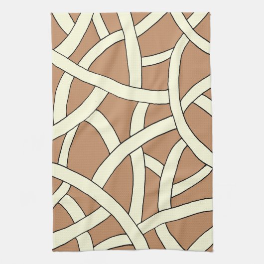 Striped design bruin crème theedoek (Verticaal)