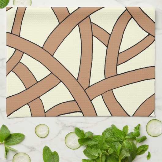 Striped design bruin crème theedoek (Gevouwen)