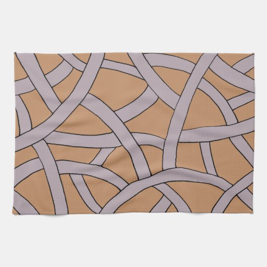 Striped design Bruin Paars Theedoek (Horizontaal)