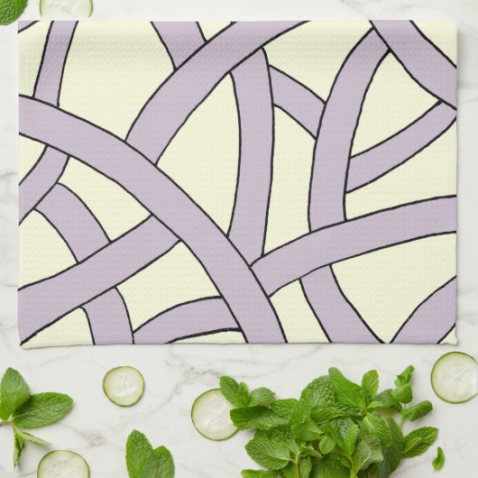 Striped design Paarse crème Theedoek (Gevouwen)