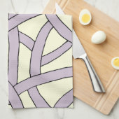 Striped design Paarse crème Theedoek (Quarter Fold)