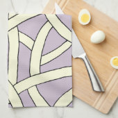 Striped design Paarse crème Theedoek (Quarter Fold)