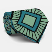 Striped Diamonds - Blauwgroen Stropdas (Opgerold)