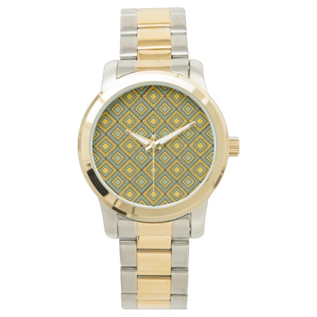 Striped Diamonds - Groen Horloge (Voorkant)