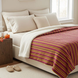 Striped Earth Color Blanket: Comfort and Natural  Sherpa Deken