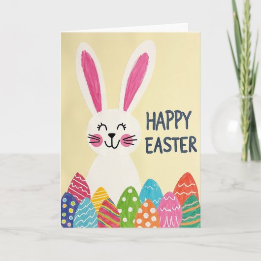 Striped Egg Rabbit Paper Card Kaart (Voorkant)