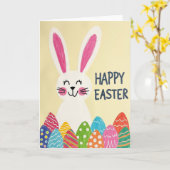 Striped Egg Rabbit Paper Card Kaart (Gele Bloem)