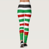 Striped Elf Green Red Kerstnieuwigheid Leggings (Achterkant)