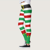 Striped Elf Green Red Kerstnieuwigheid Leggings (Links)