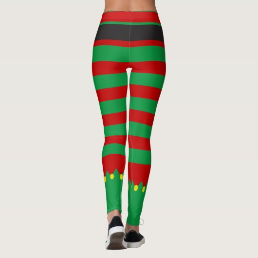 Striped Elf Green Red Novelty Kerstmis Leggings (Achterkant)