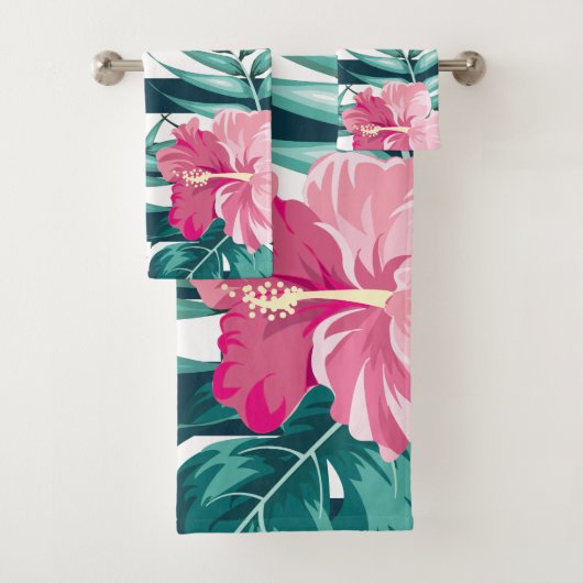 Striped Exotic Flowers zomerontwerp Bad Handdoek (Insitu)
