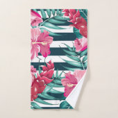 Striped Exotic Flowers zomerontwerp Bad Handdoek (Handdoek)