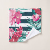Striped Exotic Flowers zomerontwerp Bad Handdoek (Wasdoekje)