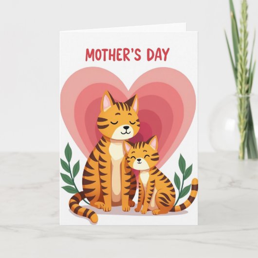 Striped Feline Love Card Kaart (Voorkant)