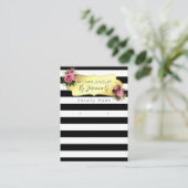 Striped Floral Black White Jewelry Display Card Visitekaartje (Staand voorkant)