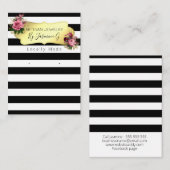 Striped Floral Black White Jewelry Display Card Visitekaartje (Voorkant / Achterkant)