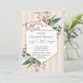 Striped Floral Lijst 21st Birthday Party Kaart (Staand voorkant)