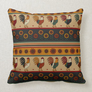 Striped Floral Rooster Pillow Kussen