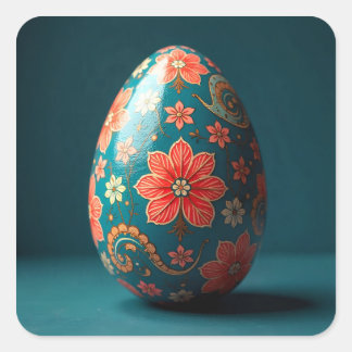 Striped Flower Easter Egg Vierkante Sticker