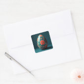 Striped Flower Easter Egg Vierkante Sticker (Envelop)