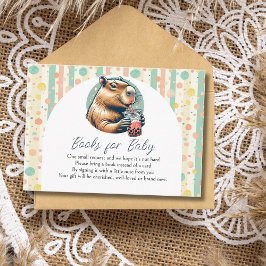 Striped Funny Capybara Baby Shower Books For Baby Informatiekaartje