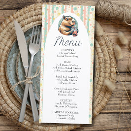 Striped Funny Capybara Custom Baby Shower Menu
