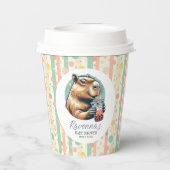 Striped Funny Capybara Personalized Baby Shower Papieren Bekers (Achterkant)