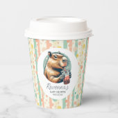 Striped Funny Capybara Personalized Baby Shower Papieren Bekers (Voorkant)