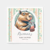 Striped Funny Capybara Personalized Baby Shower Servet (Voorkant)