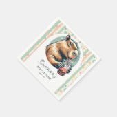 Striped Funny Capybara Personalized Baby Shower Servet (Hoek)