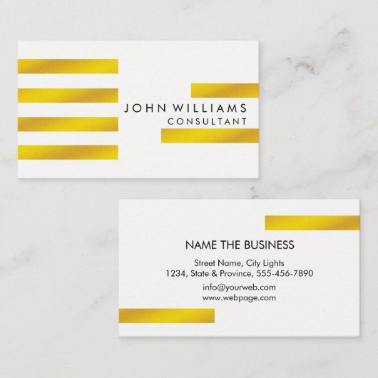 Striped Geometric Modern Gold Faux Professional Visitekaartje (Voorkant / Achterkant)