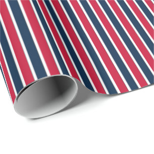 Striped Gift Wrapping Paper-Red-White-Blue-01 Cadeaupapier