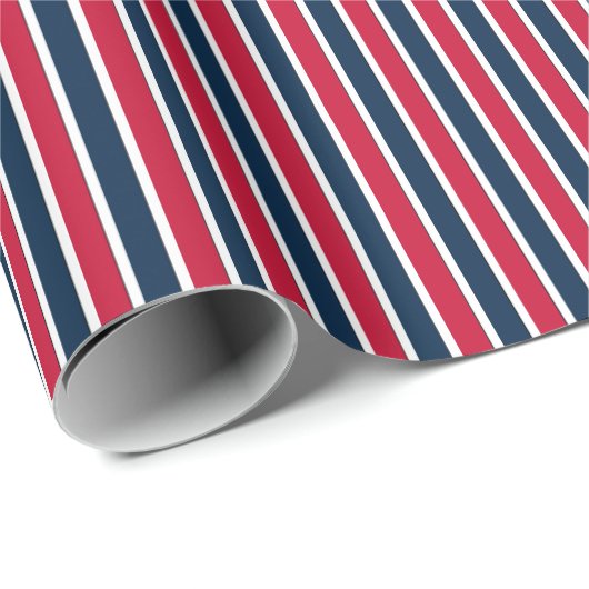 Striped Gift Wrapping Paper-Red-White-Blue-01 Cadeaupapier (Rol Hoek)