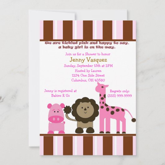 Striped Girl Safari Uitnodiging (Voorkant)