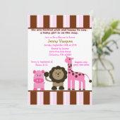 Striped Girl Safari Uitnodiging (Staand voorkant)
