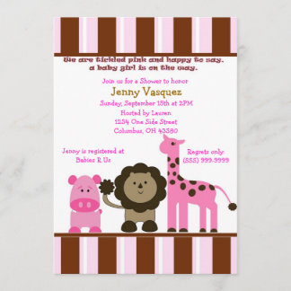 Striped Girl Safari Uitnodiging