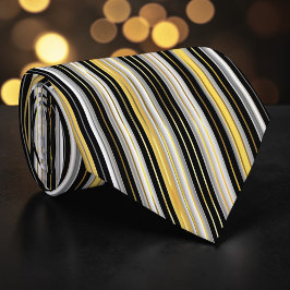 Striped Gold and Silver Necktie Stropdas