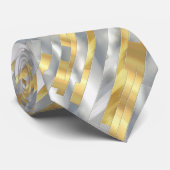 Striped Gold and Silver Necktie Stropdas (Opgerold)