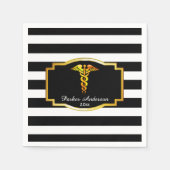 Striped Gold Caduceus Medical | Verpleegkundige Af Servetten (Voorkant)