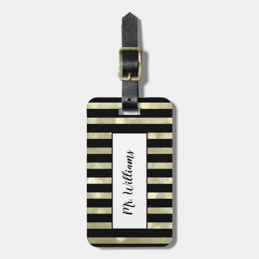 Striped Gold Mr. Bagagelabel (Voorkant verticaal)