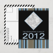 striped graduation notice 2012 aankondigingskaart (Voorkant / Achterkant)