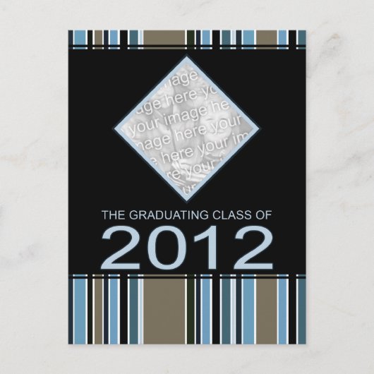 striped graduation notice 2012 aankondigingskaart (Voorkant)