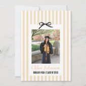  Striped Graduation Party Invitation With a Bow Kaart (Voorkant)