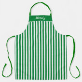 Striped Green and White Pattern Apron Schort (Voorkant)