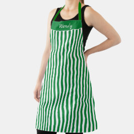 Striped Green and White Pattern Apron Schort