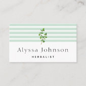 Striped Green Herbalist Minimal Visitekaartje (Voorkant)