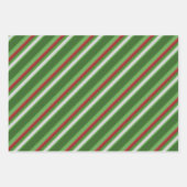 Striped Green, Red and White Kerstmis Inpakpapier Vel (Voorkant 2)