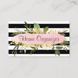 Striped Greenery Home Organizer en dekluntter Visitekaartje