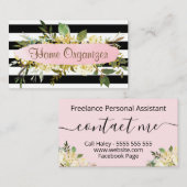 Striped Greenery Home Organizer en dekluntter Visitekaartje (Voorkant / Achterkant)