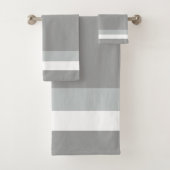 Striped Grey, Midtone Grey, White Bath Towel Set Bad Handdoek (Insitu)